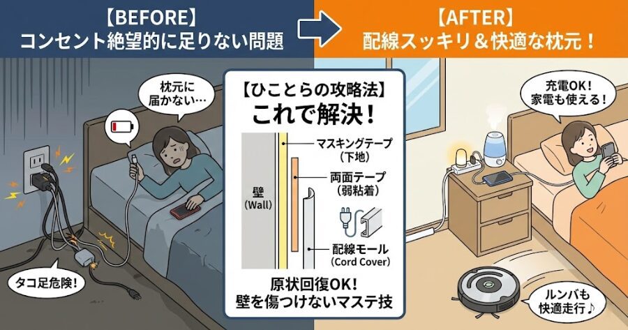 コンセント少なすぎ＆位置悪すぎ問題