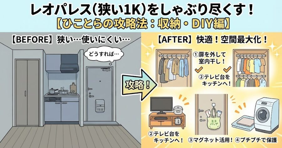 空間拡張！泥臭すぎる「1K収納ハック術」