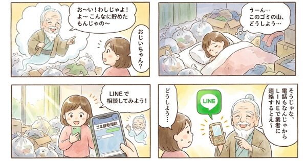 ゴミ屋敷ハンターアイキャッチ4コマ漫画で解説