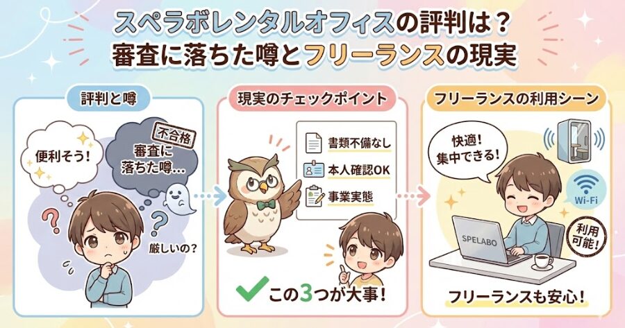 スペラボレンタルオフィスの評判は?審査に落ちた噂とフリーランスの現実
インフォグラフィック