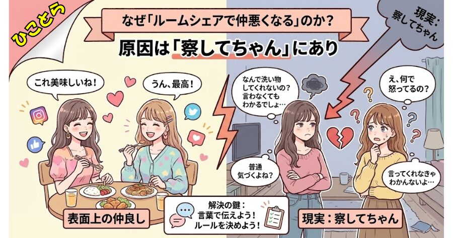 なぜ「ルームシェアで仲悪くなる」のか？原因は「察してちゃん」にあり
イメージイラスト