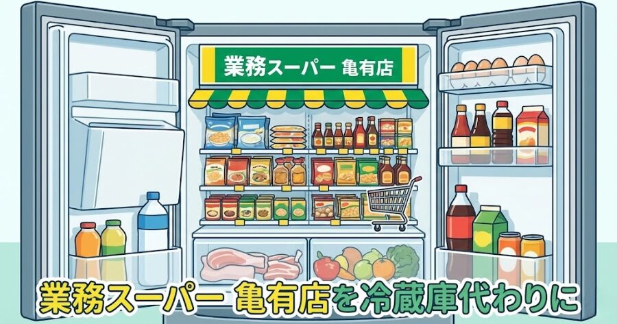 1. 「業務スーパー 亀有店」を冷蔵庫代わりにしろ
イラスト画像