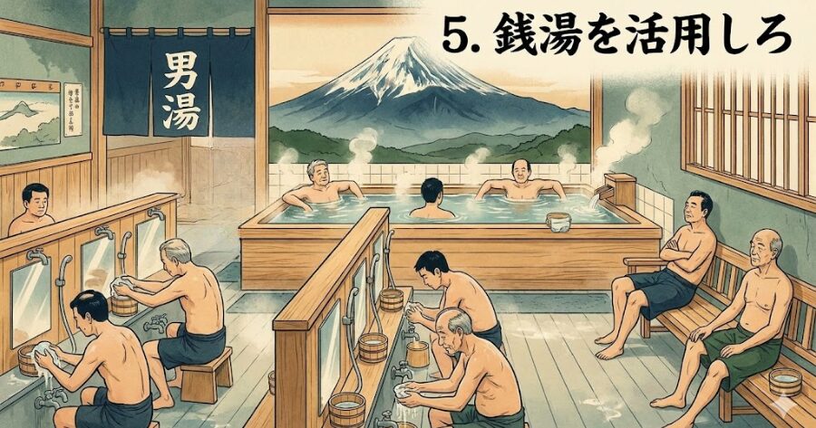 5. 銭湯を活用しろ
イラスト画像