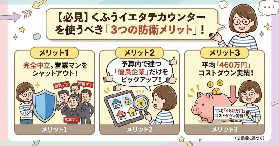 くふうイエタテカウンターを使うべき「3つの防衛メリット」
イメージイラスト