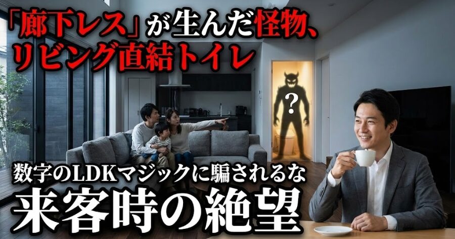 「廊下レス」が生んだ怪物、リビング直結トイレ
数字のLDKマジックに騙されるな
来客時の絶望