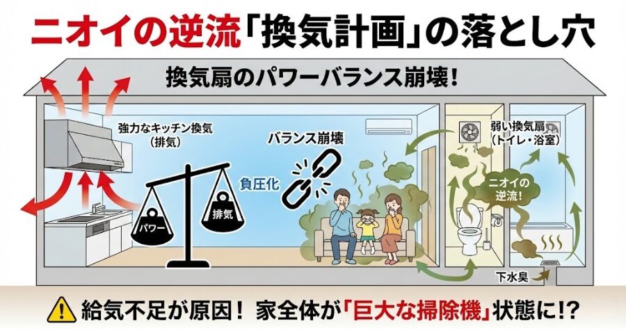 ニオイの逆流「換気計画」の落とし穴 換気扇のパワーバランス崩壊