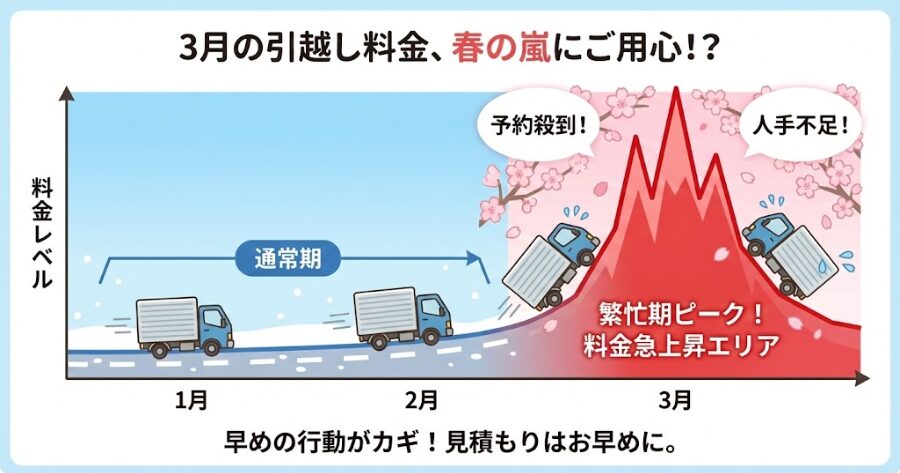 グラフ：3月の料金高騰イメージ