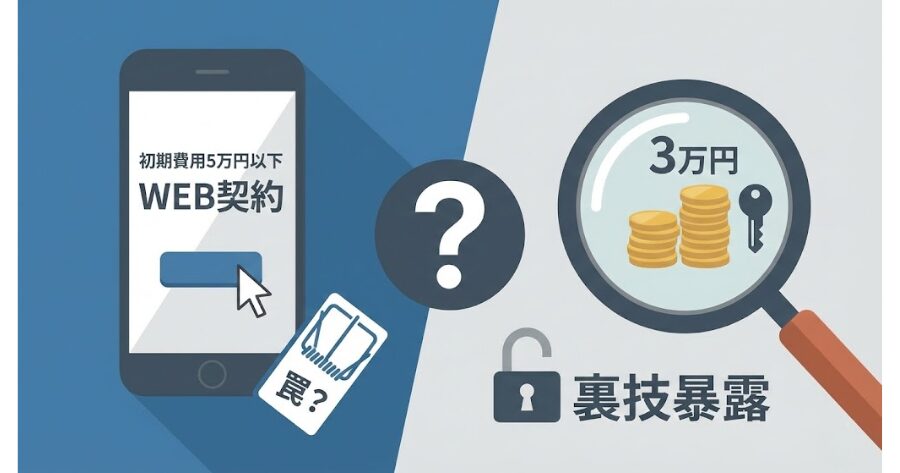 初期費用5万円以下・即入居WEB契約の罠？3万円で住む裏技暴露の図解