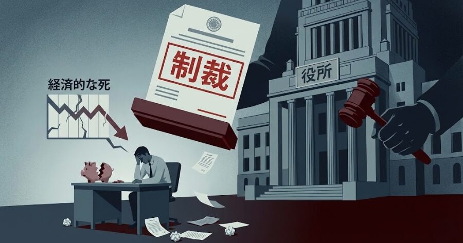 役所からの制裁（経済的な死）
イラスト