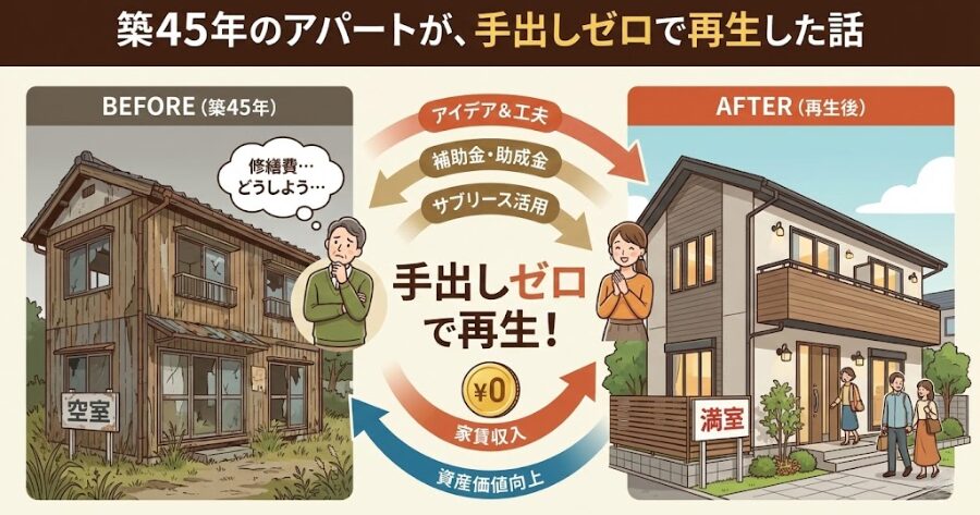 築45年のアパートが、手出しゼロで再生した話
イラスト