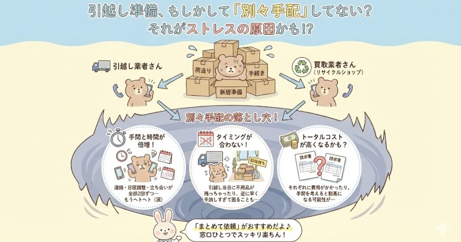 「引越し」と「不用品買取」を別々に頼むのがNGな理由
インフォグラフィック