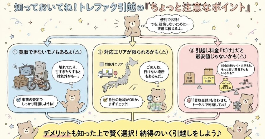 トレファク引越のデメリットと注意点についてインフォグラフィック