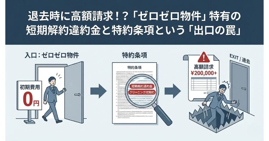 退去時に高額請求!?「ゼロゼロ物件」特有の短期解約違約金と特約条項という「出口の罠」
上記のインフォグラフィック