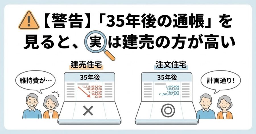 【警告】「35年後の通帳」を見ると、実は建売の方が高い
イメージイラスト