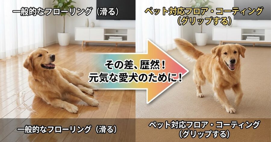 ペット用フローリング, フロアコーティング 犬 滑らない