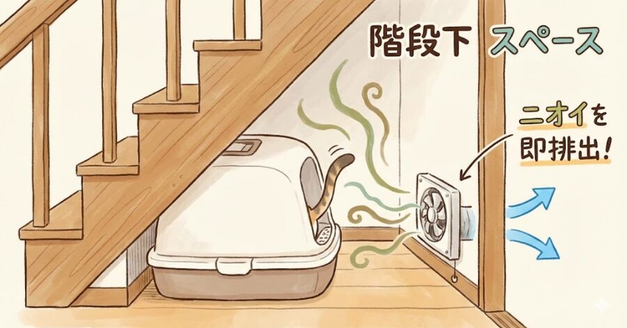 猫トイレ 置き場所, 換気扇 位置