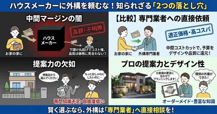 ハウスメーカーに外構を頼むな 中間マージンの闇 提案力の欠如