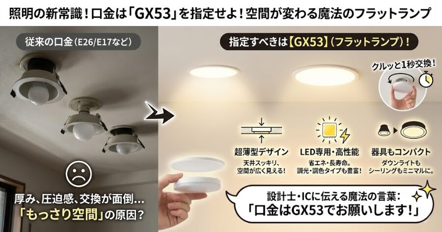 口金は「GX53(フラットランプ)」などを指定する