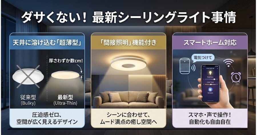 ダサくない! 最新シーリングライト事情 天井に溶け込む「超薄型」 「間接照明」機能付き スマートホーム対応