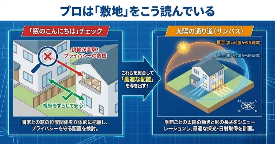 プロは「敷地」をこう読んでいる 「窓のこんにちは」チェック 太陽の通り道(サンパス)