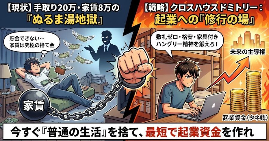 【家賃は捨て金】起業資金100万を3年で作るドミトリー極貧生活術