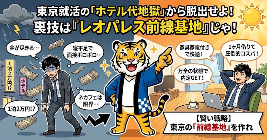 「家具家電付きのレオパレス」を1ヶ月だけ借りて、東京の『前線基地』にするっていう戦略