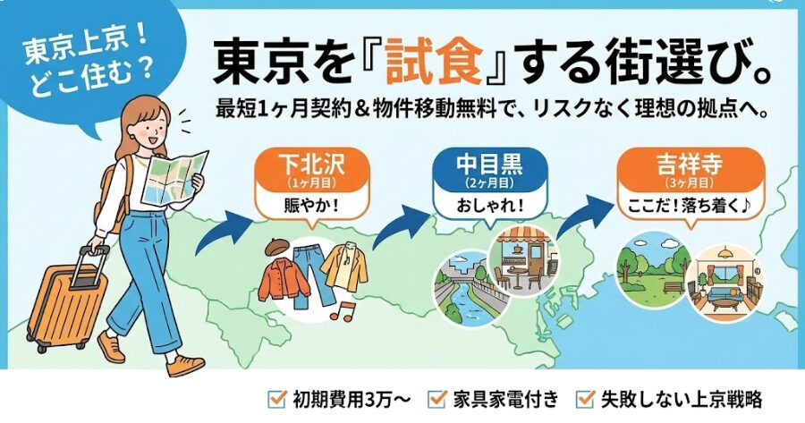 スーツケース1つで放浪せぇ!「家具家電完備」の強み