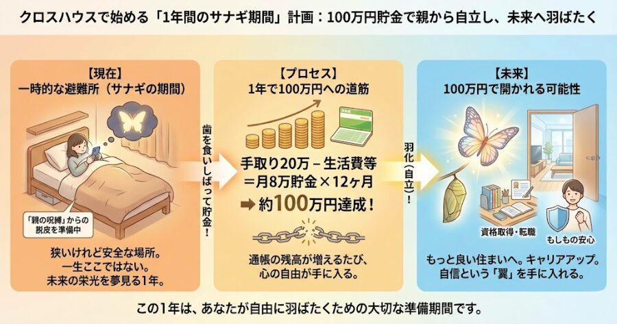 ここを出る時の「未来予想図」を描け、もっとええマンションに引っ越せる。 資格を取って転職できる。 もしもの時の安心が買える。