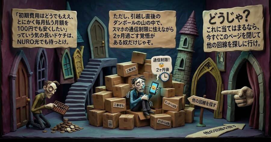❌ 開通まで2ヶ月待ってでも、月額を限界まで安くしたいドケチ