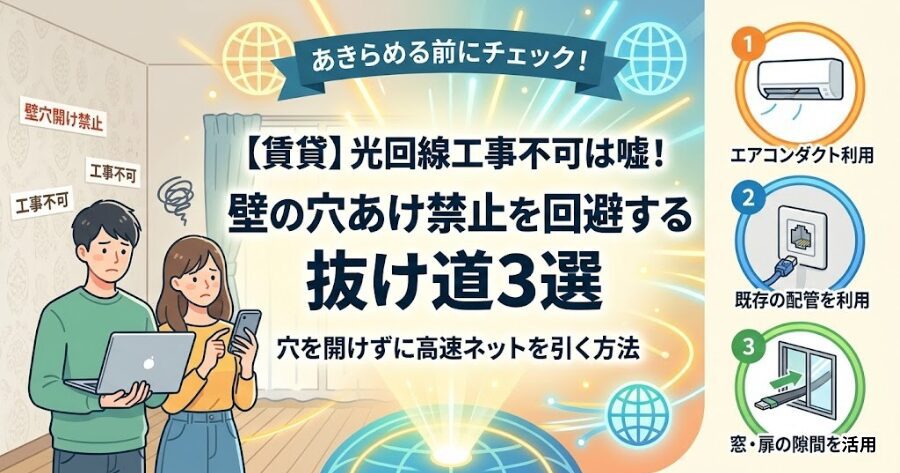 【賃貸】光回線工事不可は嘘！壁の穴あけ禁止を回避する抜け道3選