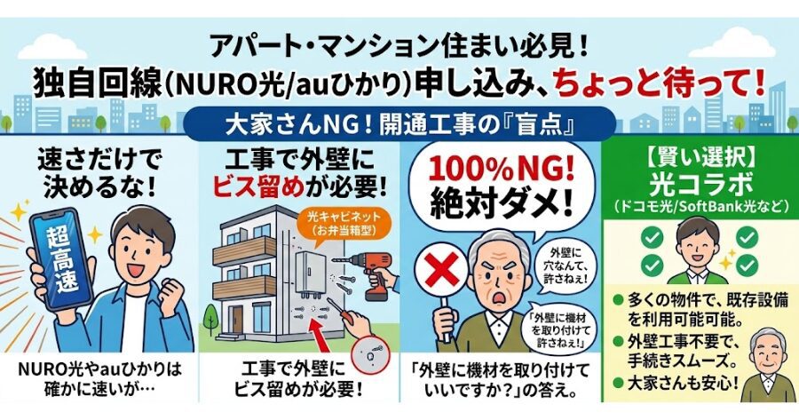 独自回線の「外壁への機器取り付け」がNG