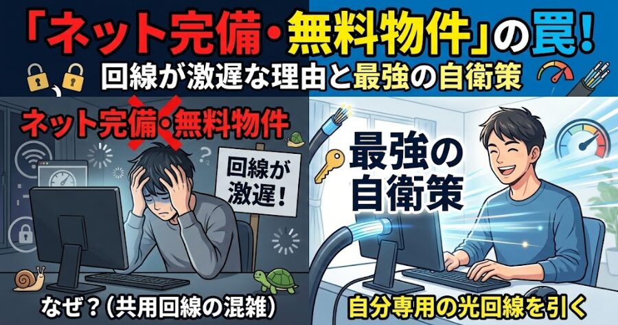 「ネット完備・無料物件」の罠！回線が激遅な理由と最強の自衛策