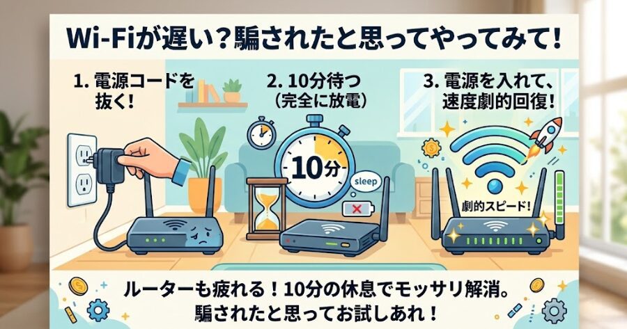 Wi-Fiルーターの「完全放電（再起動）」