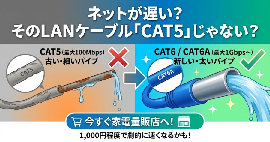 LANケーブルの「規格（カテゴリ）」を確認する