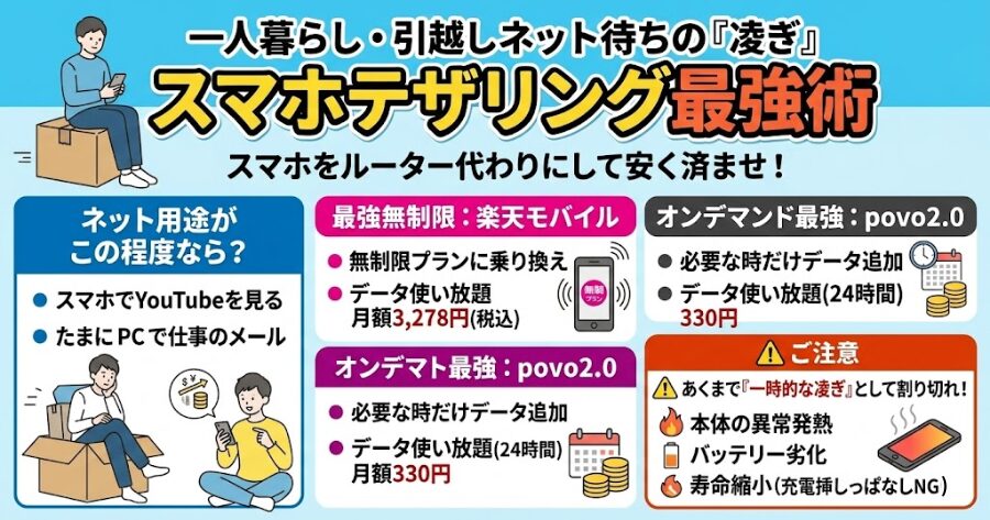 格安SIMの「テザリング無制限プラン」に一時避難